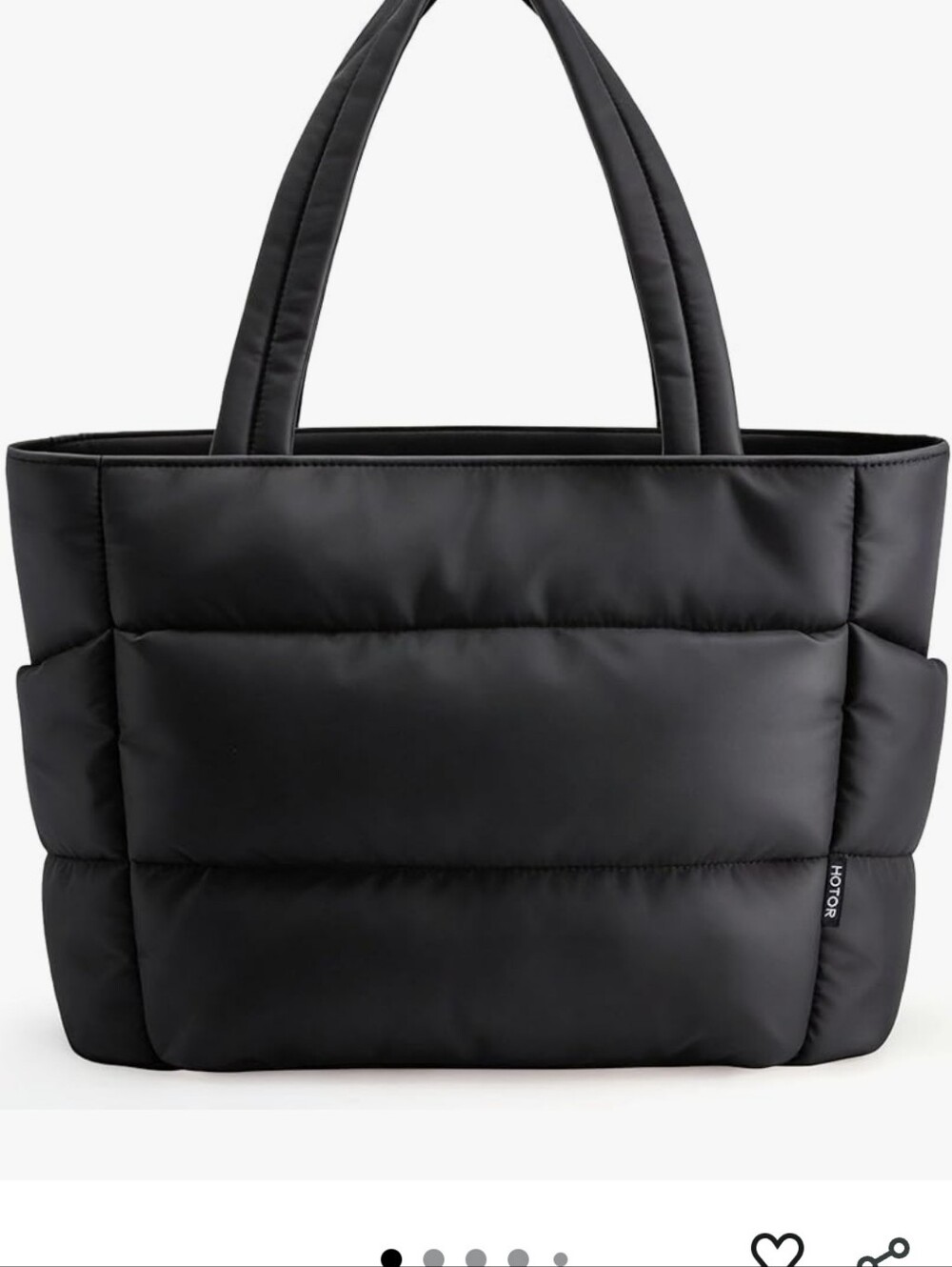 Black Puffer Tote Bag by